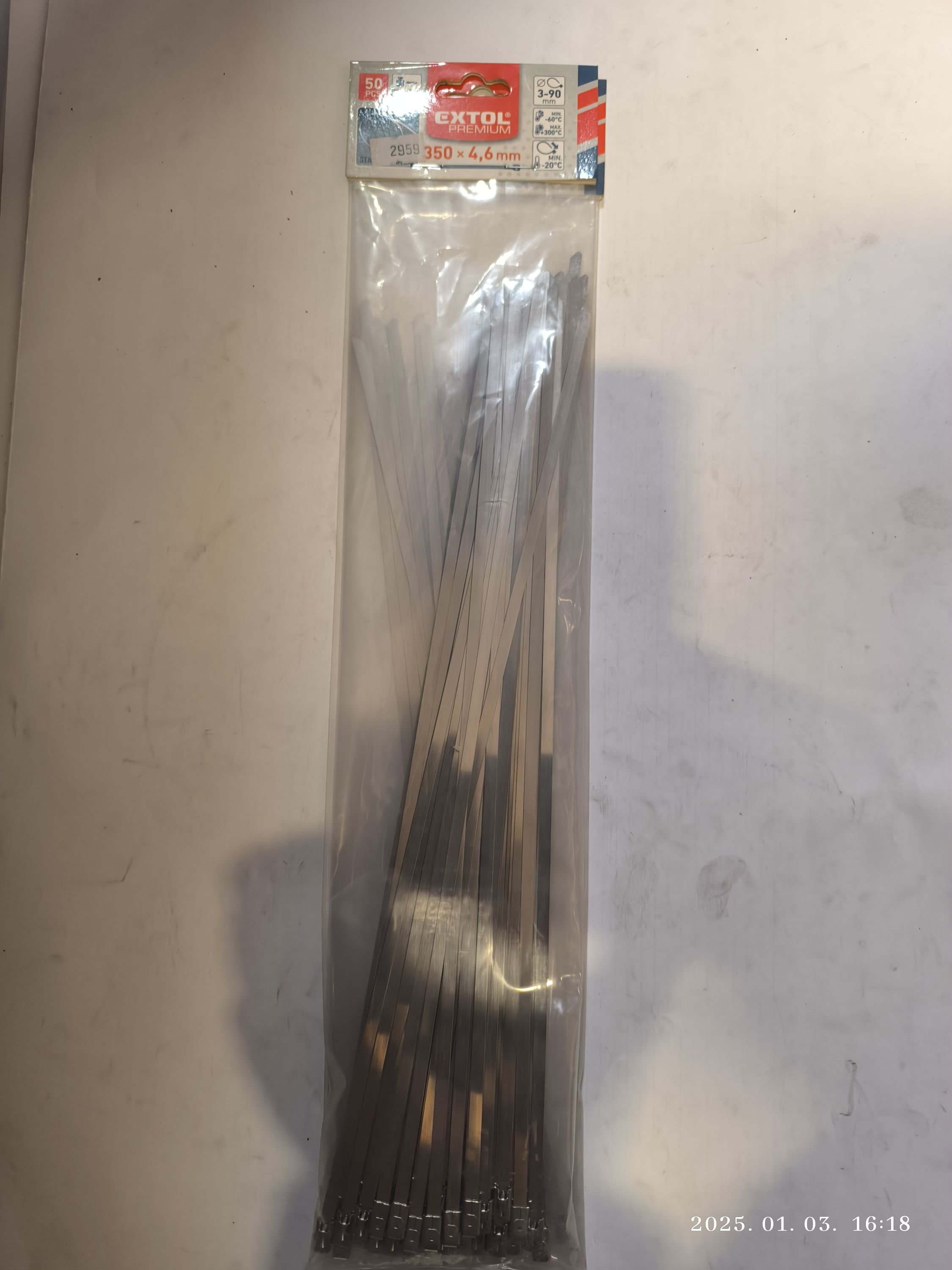 EXTOL PREMIUM Kábel kötegelő rozsda mentes 350x4,6mm 50db termék fő termékképe