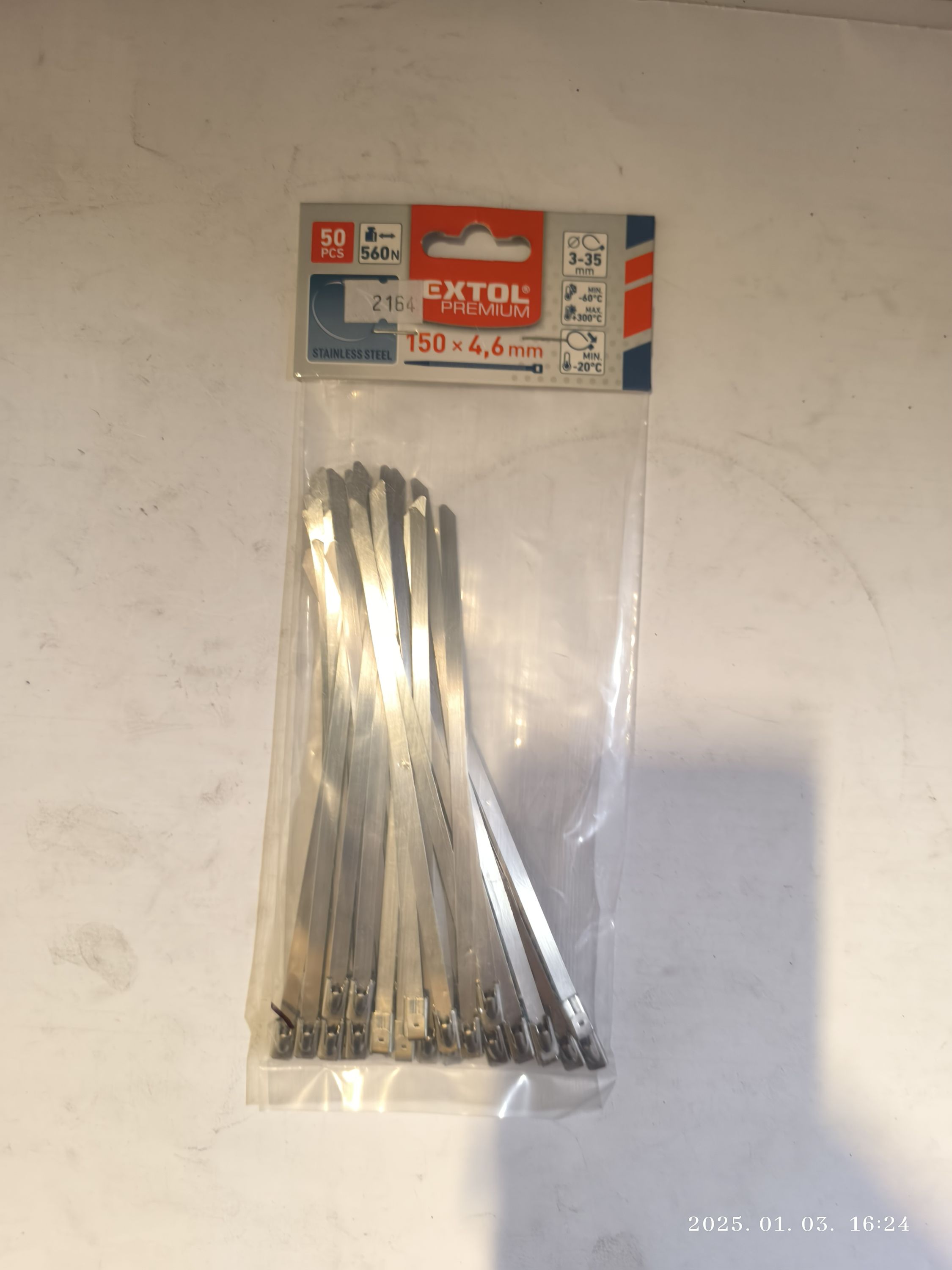 EXTOL PREMIUM Kábel kötegelő rozsda mentes 150x4,6mm 50db termék fő termékképe