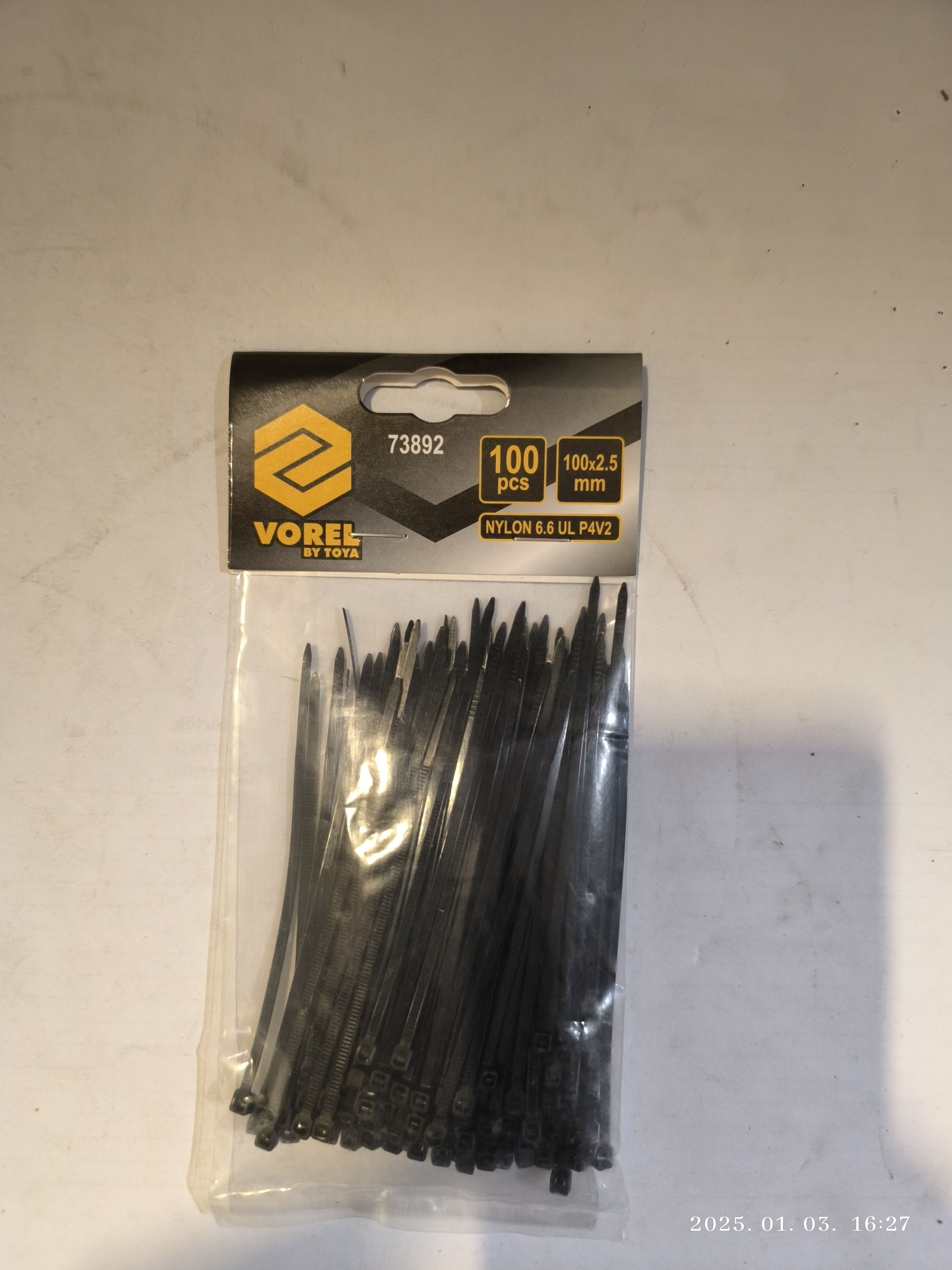 VOREL Kábelkötegelő 100x2.5mm 100db termék fő termékképe