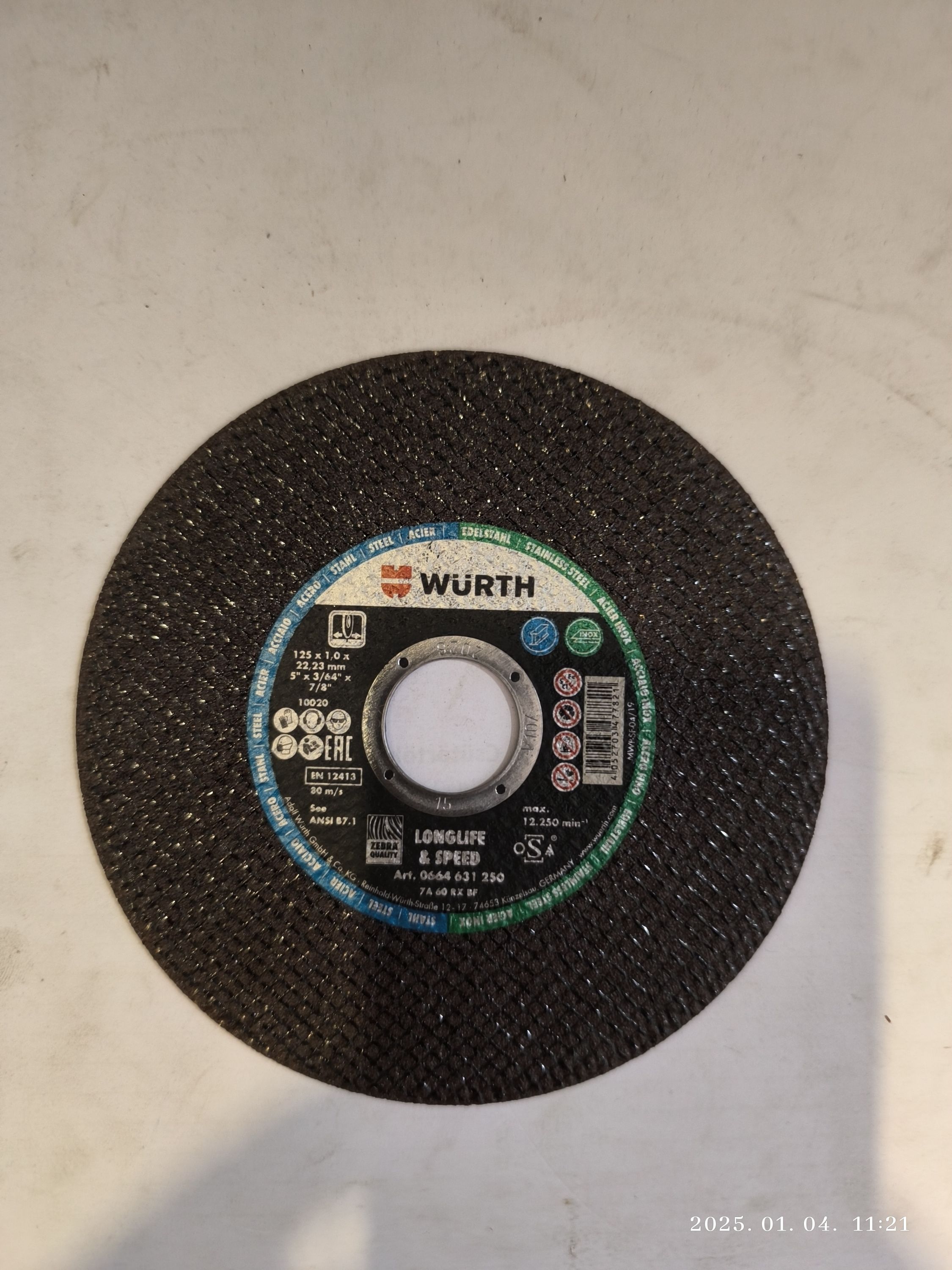 WÜRTH Vágókorong 125x1 mm termék fő termékképe