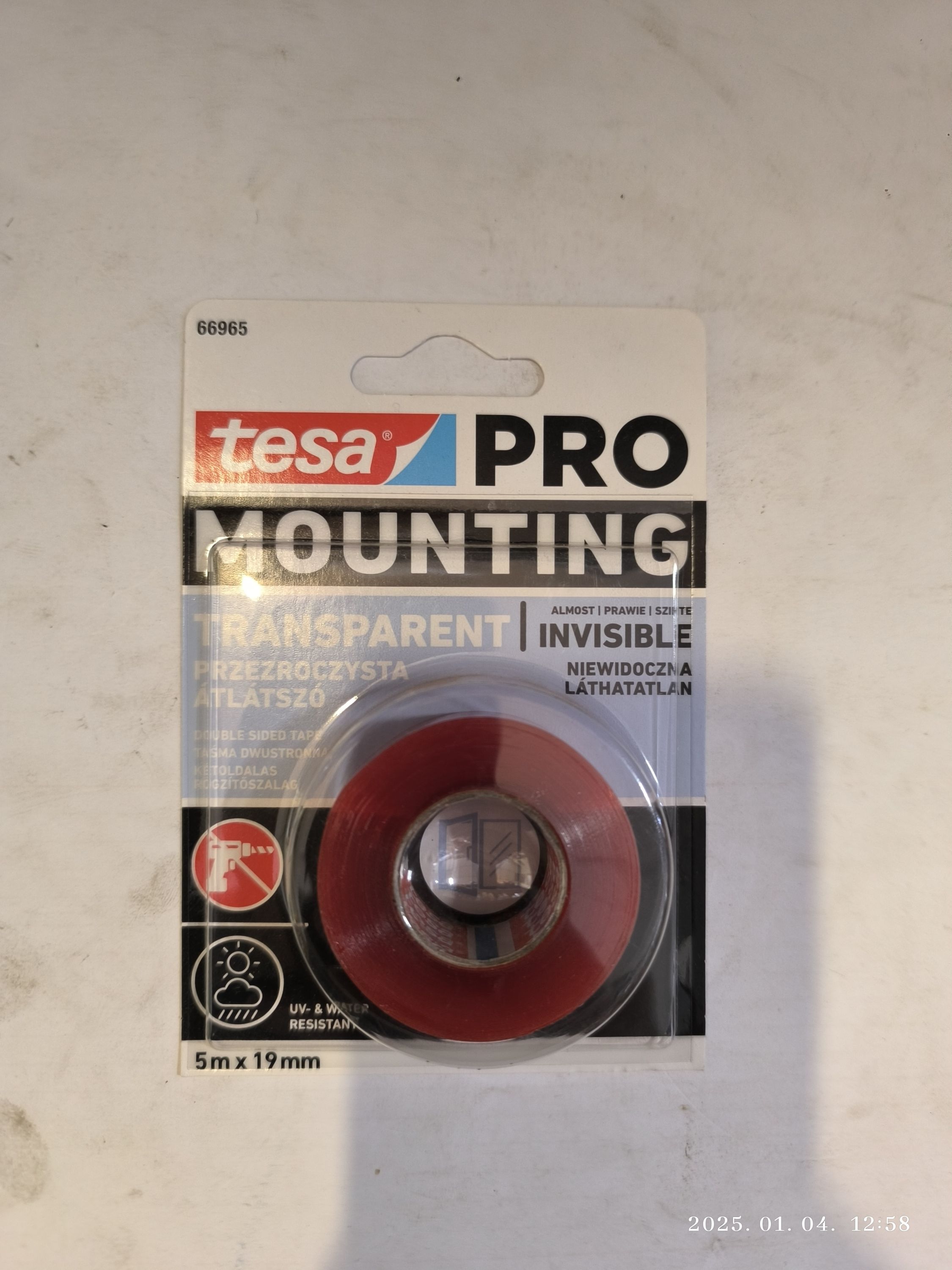 TESA  PRO MOUNTING Kétoldalas rögzítő 5m x19mm termék fő termékképe