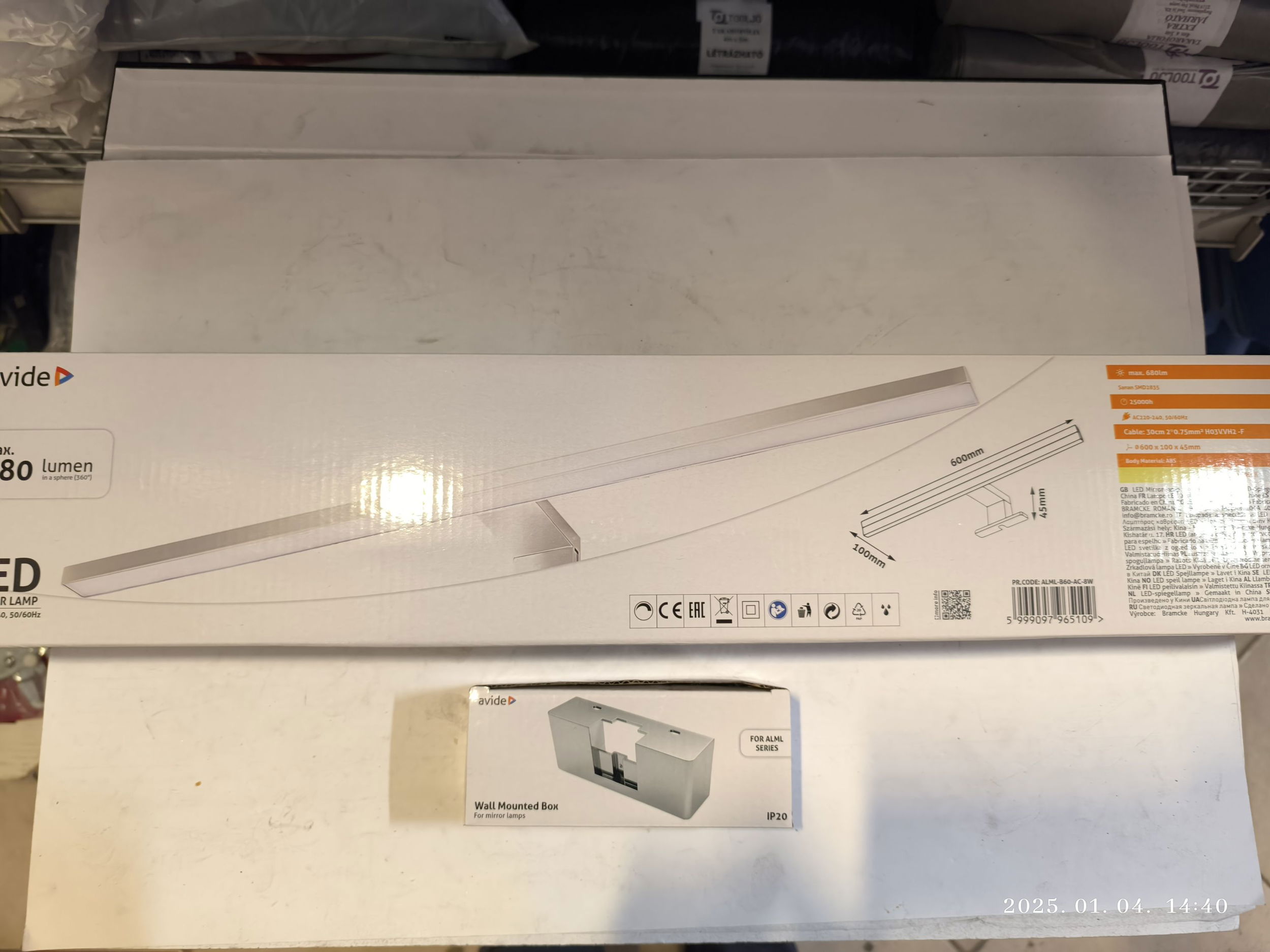 AVIDE Tükörvilágító lámpa+ tartó 8W 4000K termék fő termékképe