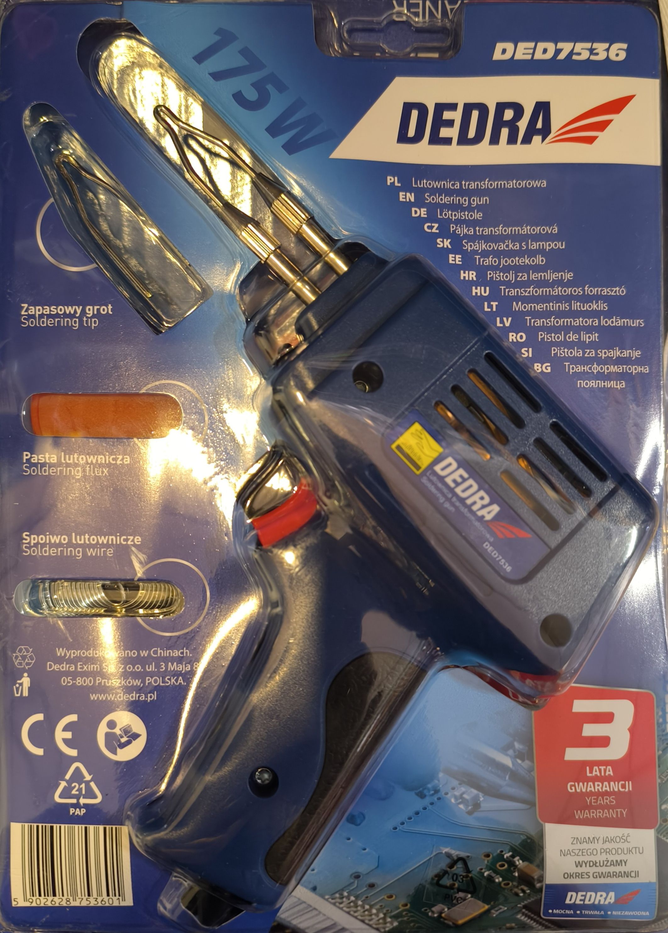 DEDRA Transzformátoros forrasztó 175W, LED lámpával és tartozékkal termék fő termékképe