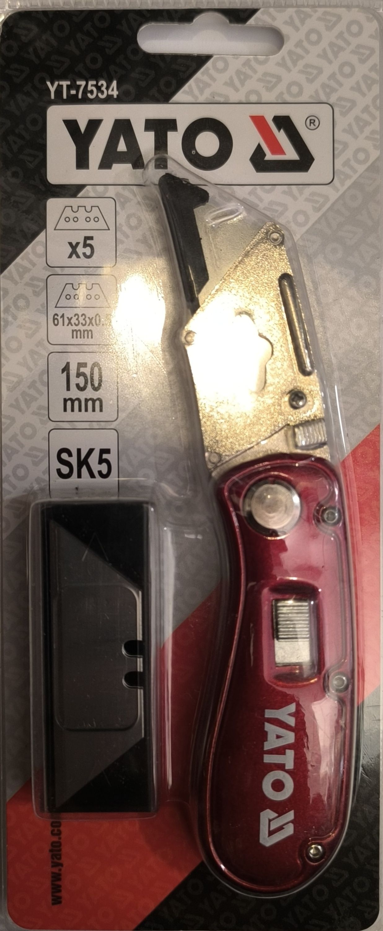 YATO Trapézpengés kés összecsukható +5db penge termék fő termékképe