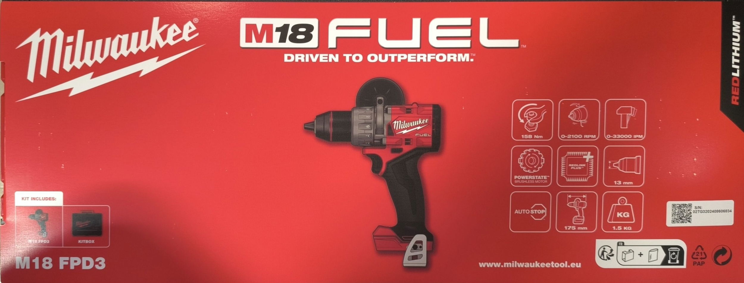 MILWAUKEE M18 FPD3-OX FUEL akkus szénkefe nélküli ütvefúró-csavarozó (akkú és töltő nélkül) termék fő termékképe