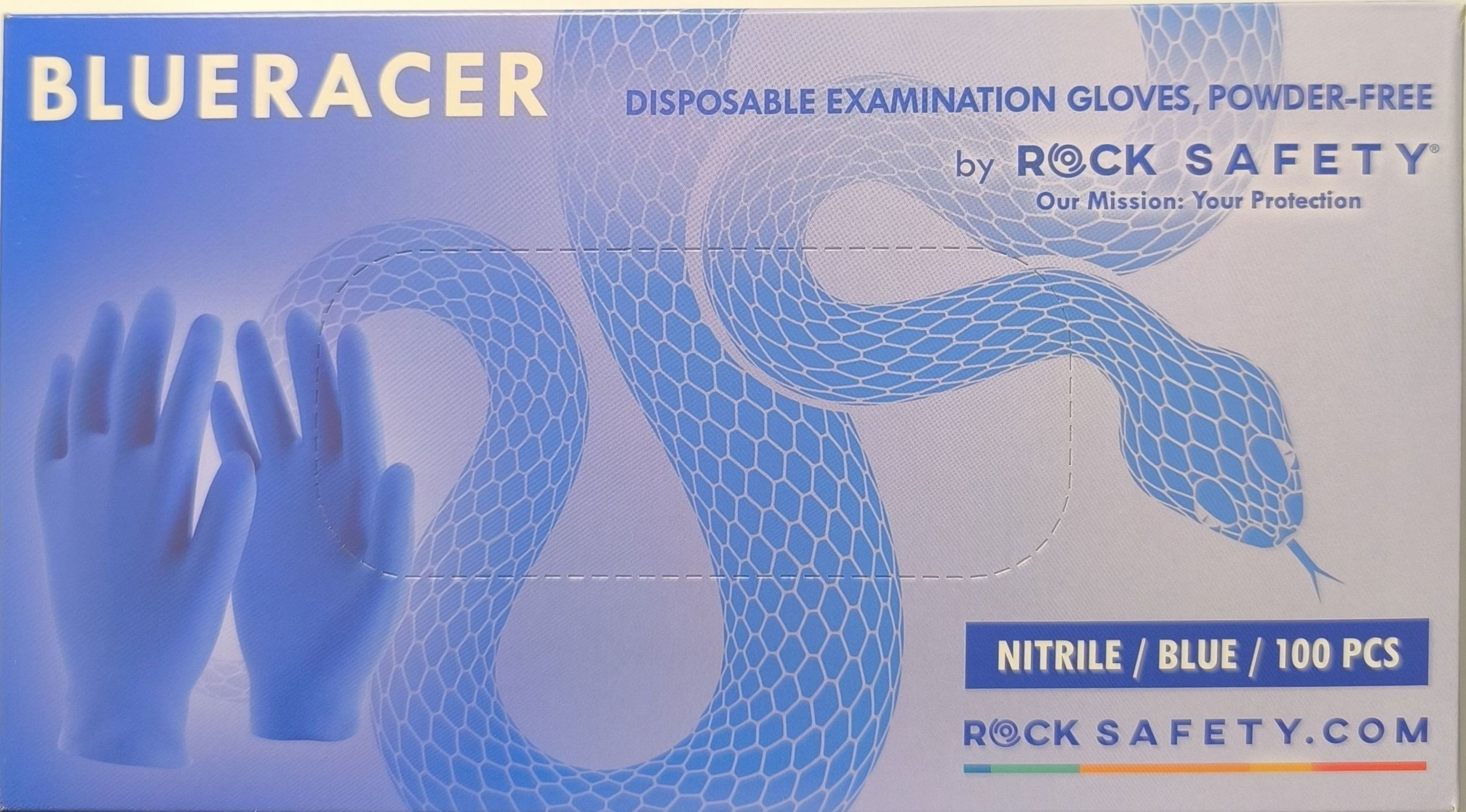 ROCK SAFETY BLUERACER Egyszer használatos nitrit vízsgálókesztyű L 100db/ doboz termék fő termékképe