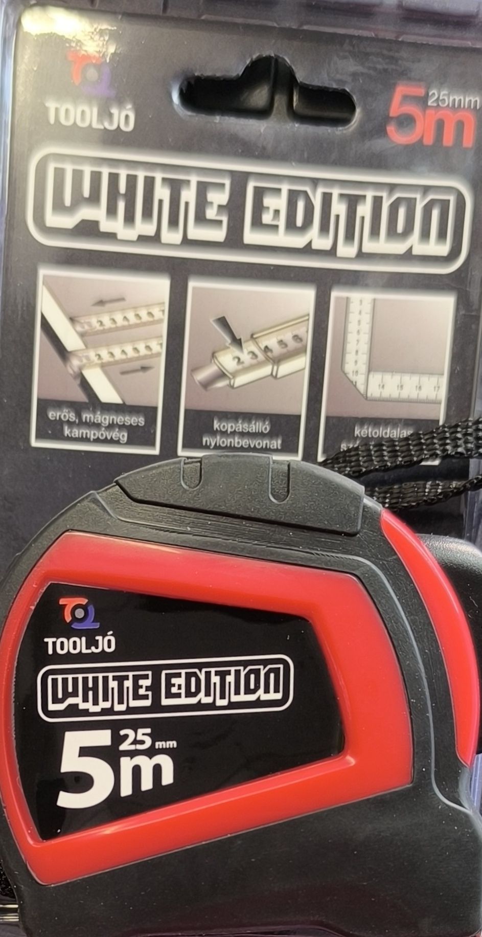 TOOLJO Mérőszalag White Edition gum. aut.rögz 5mx25mm termék fő termékképe