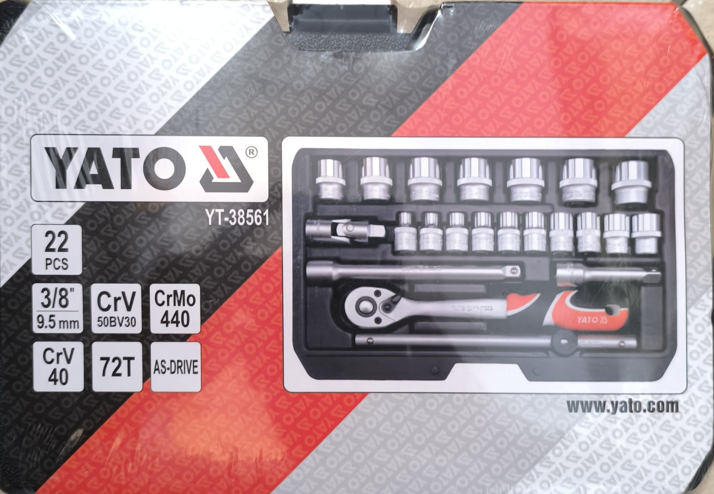 YATO Dugókulcs készlet 22 részes 3/8 6-22 mm CrV termék fő termékképe