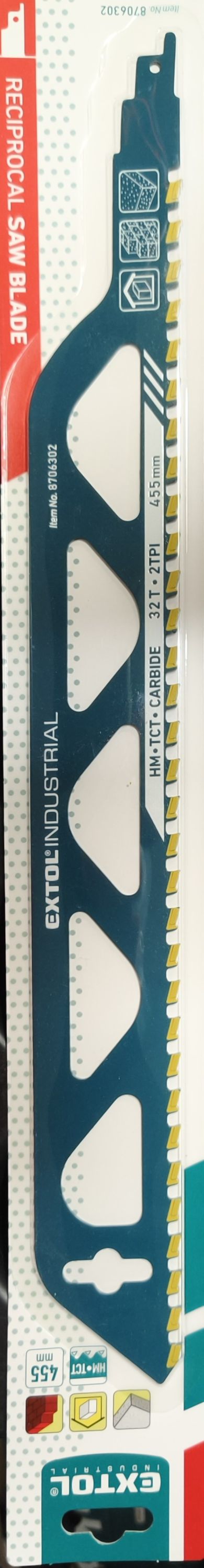 EXTOL INDUSTRIAL Szablyafürészlap 1db BOSCH befogás HM/TCT fogak termék fő termékképe