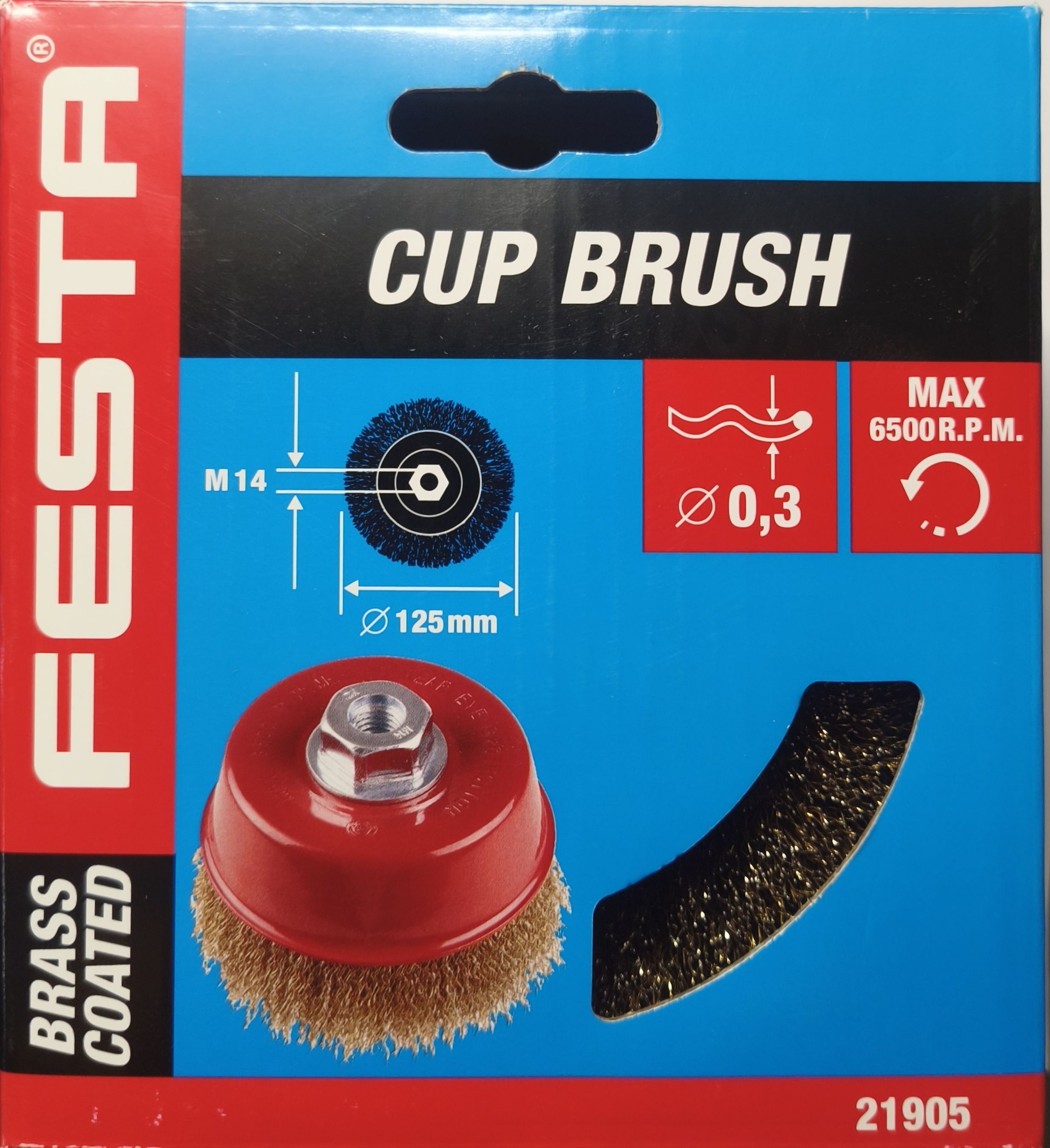 FESTA Fazékkefe 125mm x M14 réz bevonat termék fő termékképe