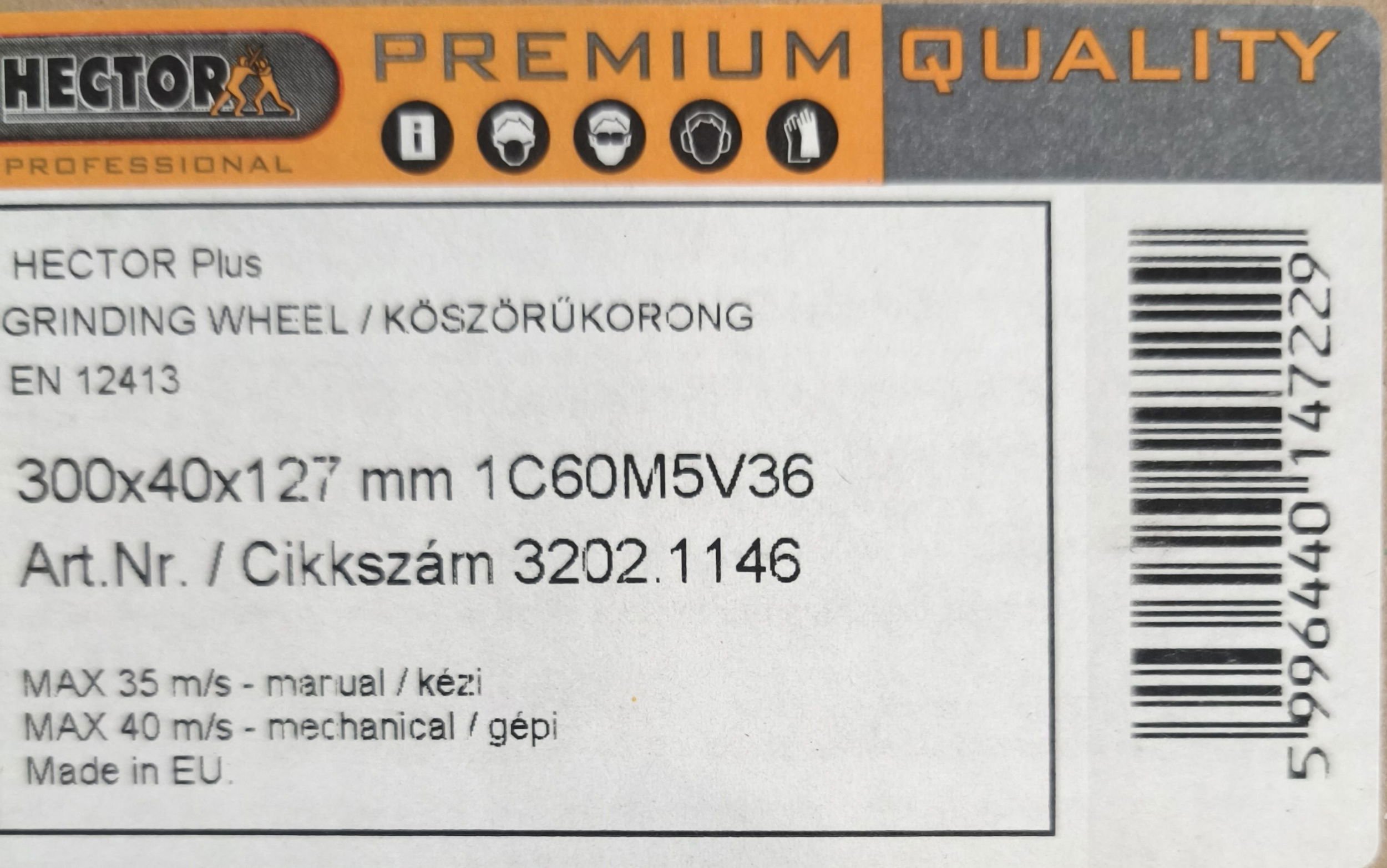 HECTOR HECPLUS Sima köszörűkorong 300x40x127 D=201mm től termék fő termékképe