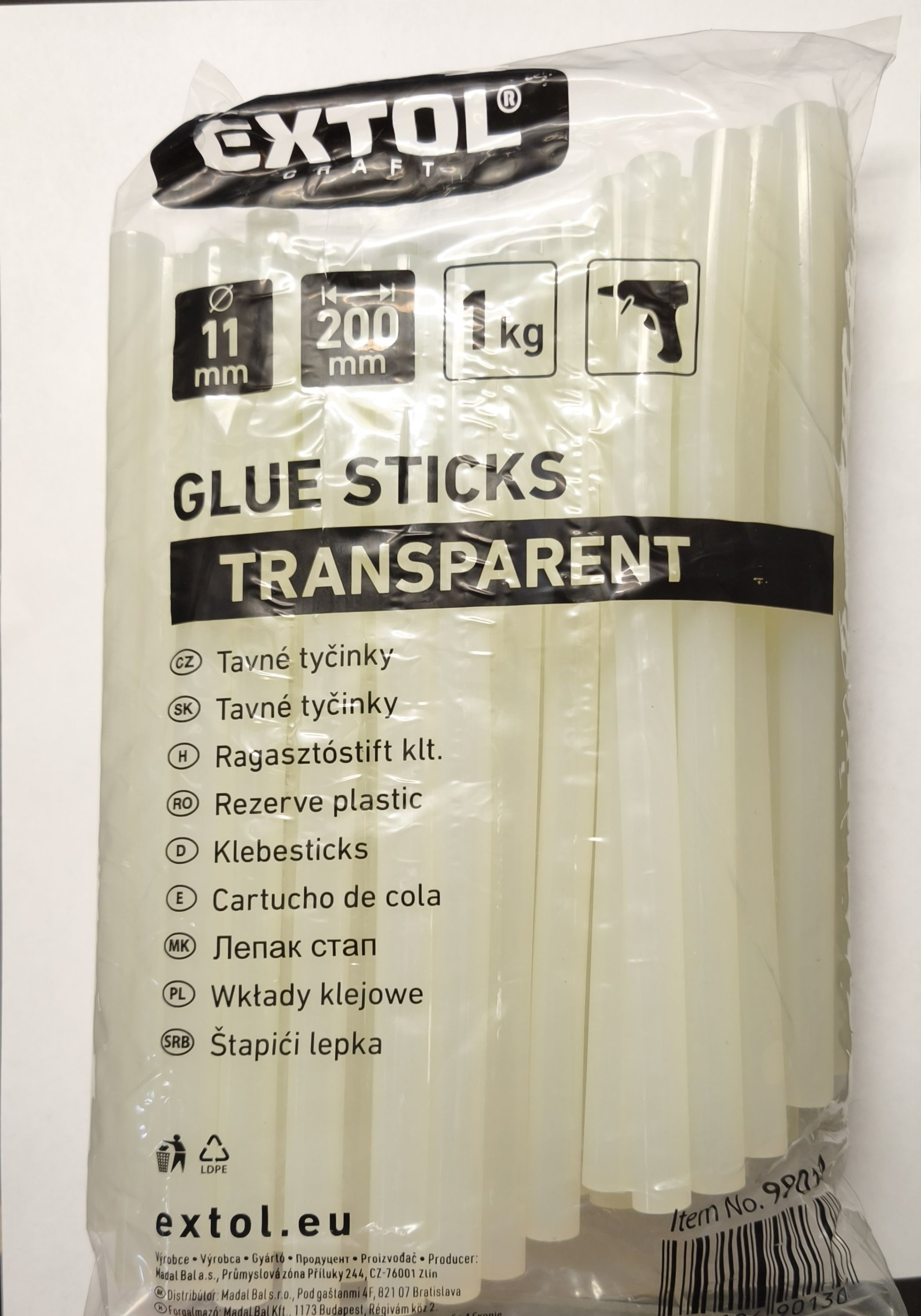 EXTOL ragasztóstift klt.; 1 kg, 200×11mm (kb 50db-1kg) termék fő termékképe