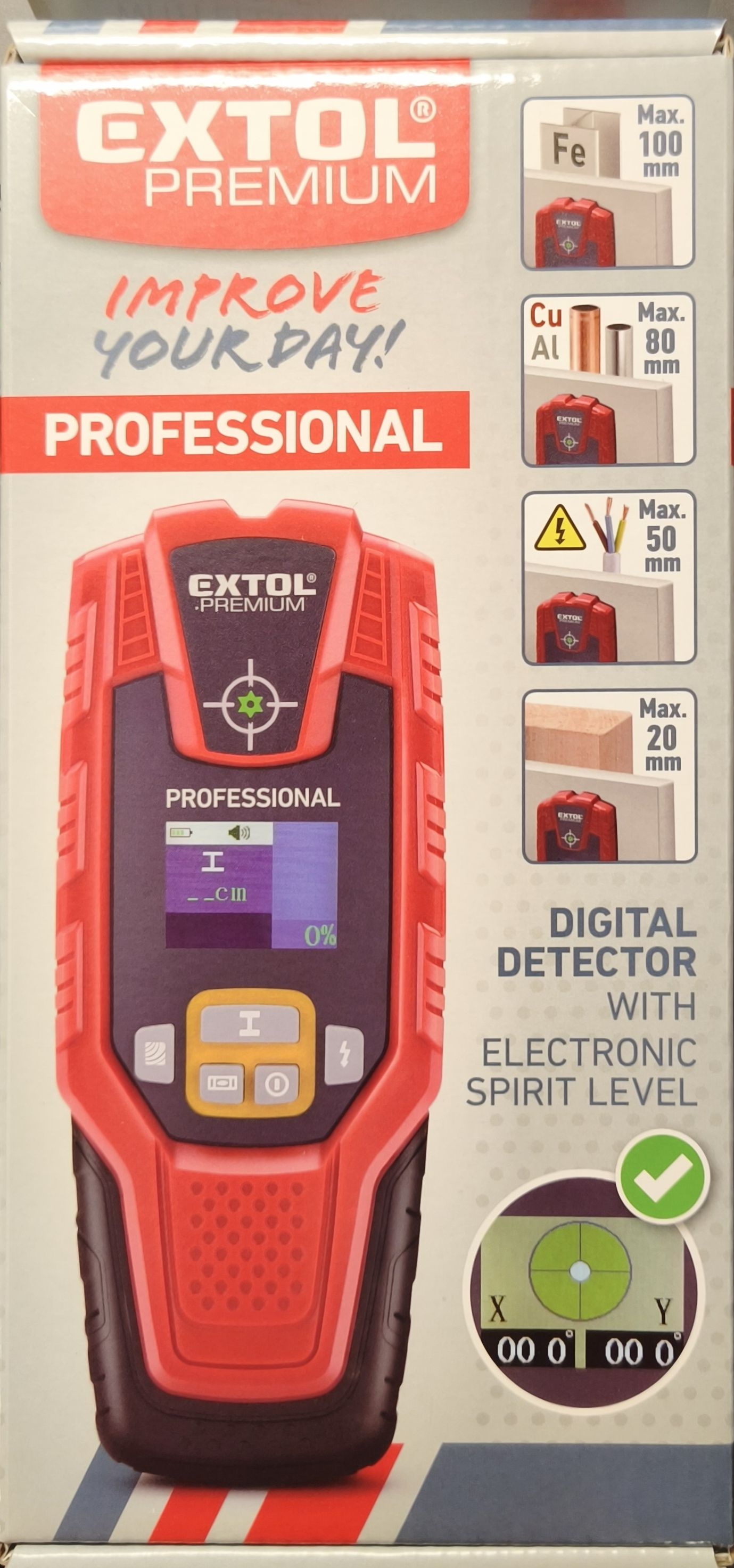 EXTOL Digitális detektor elektronikus vízmértékkel termék fő termékképe