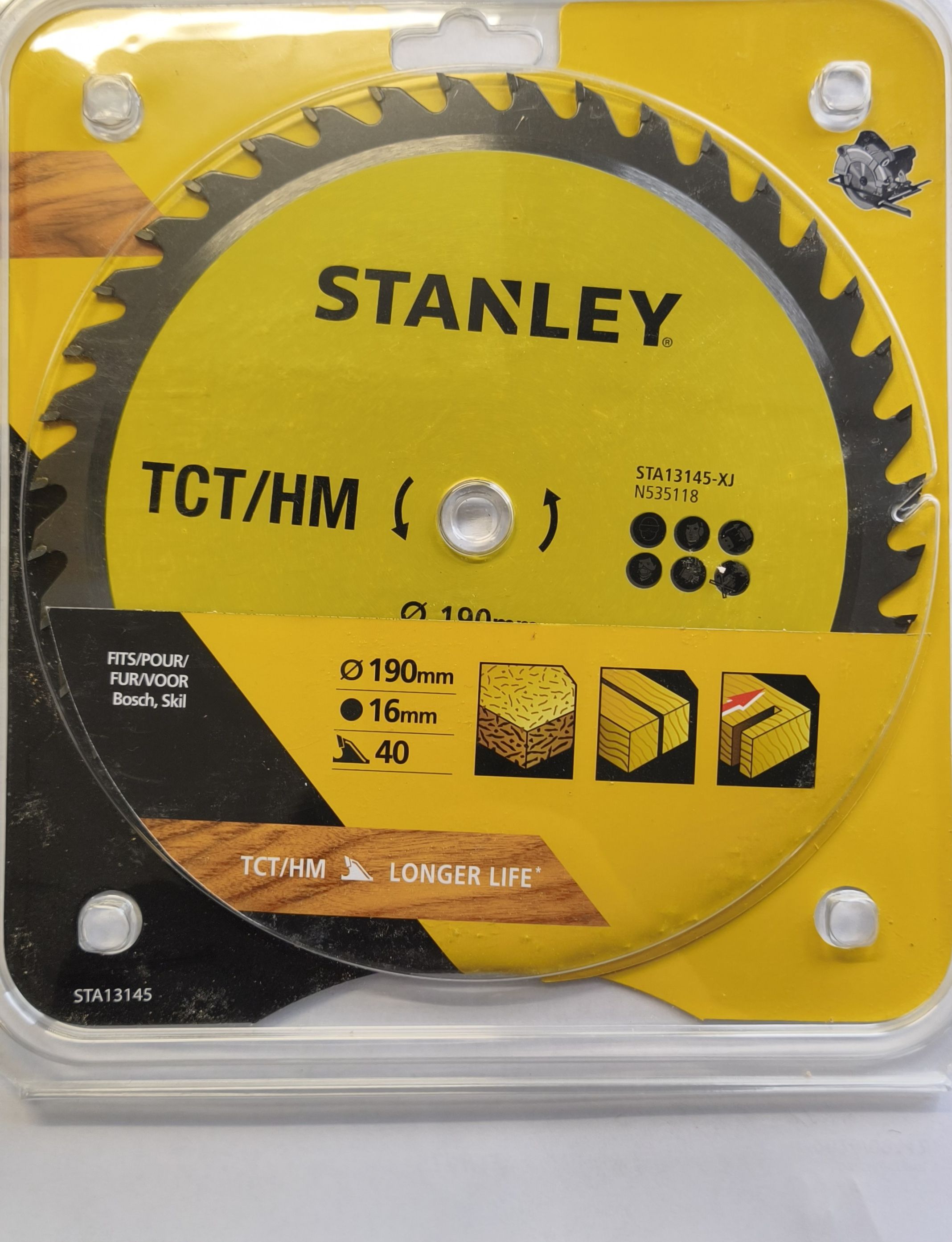 Stanley Körfűrészlap TCT 190×16mm 40T (STA13145) termék fő termékképe