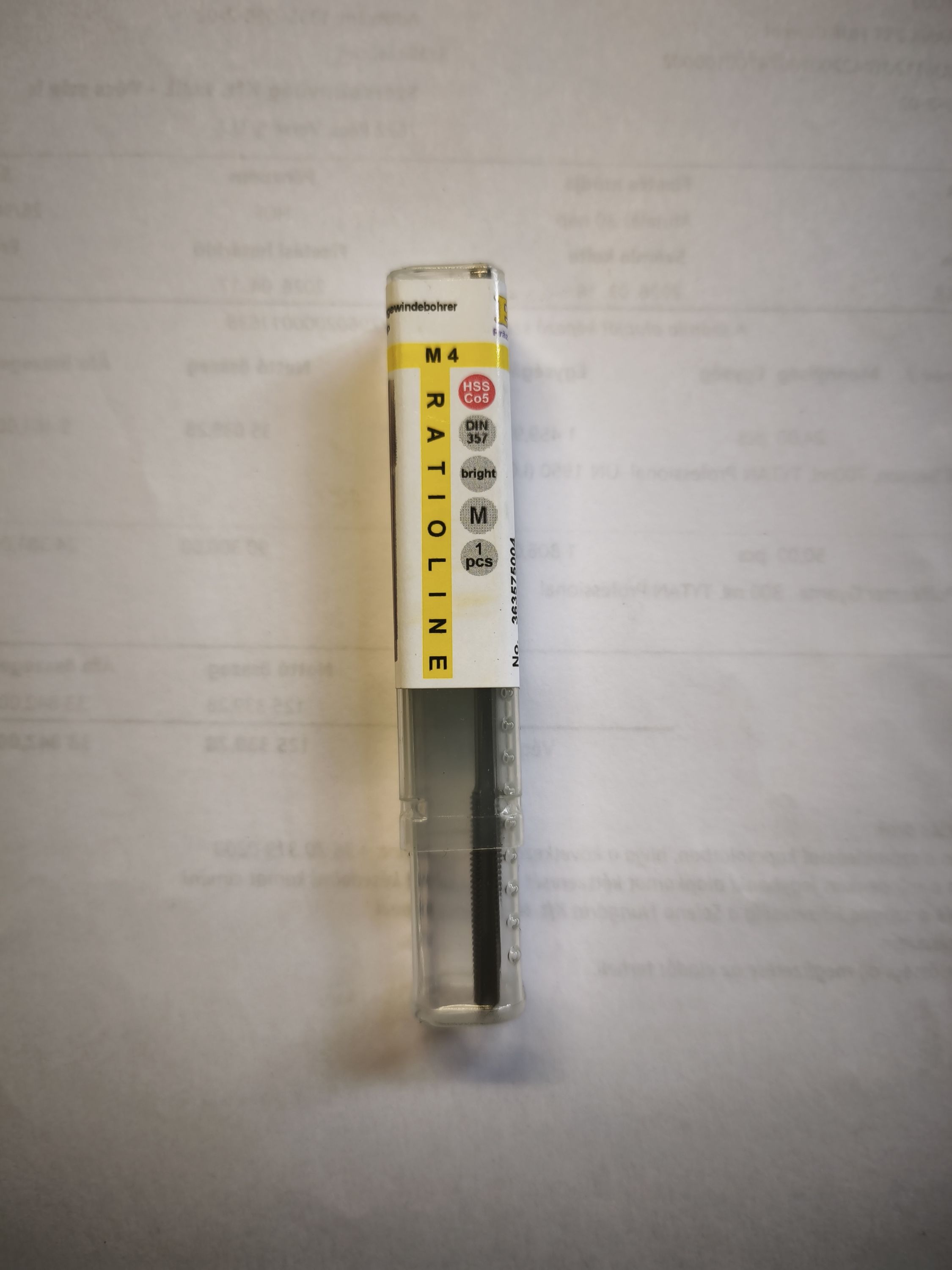 PTG Gépi menetfúró M4 HSSE Co5 (anya-menetfúró) DIN357 termék fő termékképe