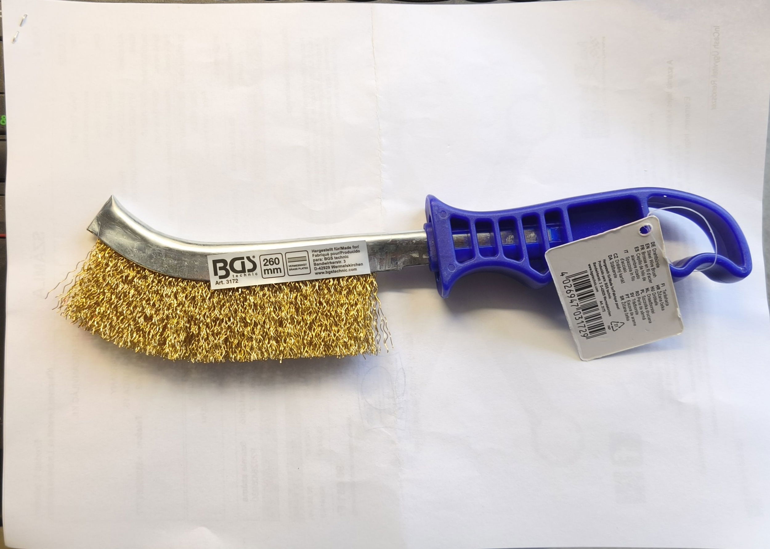 BGS Drót kefe Féknyereg tisztító kefe-sárgaréz bevonattal 260mm termék fő termékképe