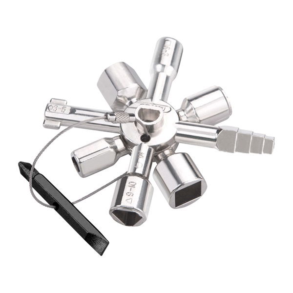 EXTOL kapcsolószekrény kulcs (vezérlőszekrény kulcs / univerzális keresztkulcs), 15 funkciós termék fő termékképe