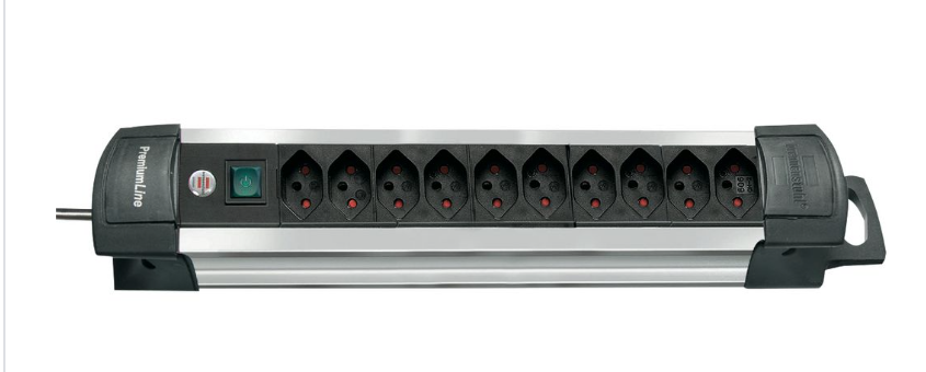 Brennenstuhl Elosztó Premium Alu-Line 10x CH J típusú (T13) aljzat - CH J típusú (T12) dugó Alumínium/fekete 3m termék fő termékképe