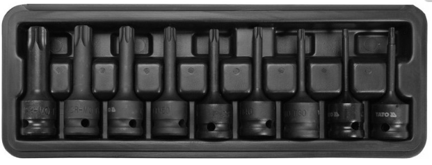 YATO Gépi hosszú bit dugókulcs készlet 9 részes Torx 1/2" T20-T70 CrMo termék fő termékképe