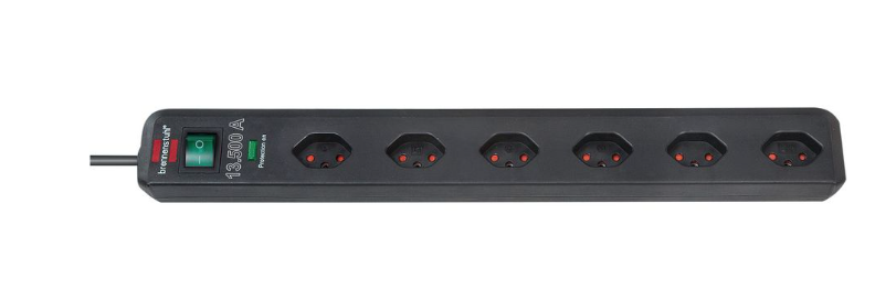 Brennenstuhl Elosztó Eco-Line 6x CH J típusú (T13) aljzat - CH J típusú (T12) dugó Fekete 1.5m termék fő termékképe