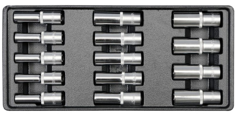 YATO Hosszú dugókulcs készlet 14 részes 1/2" 8-21 mm (fiókbetét) termék fő termékképe