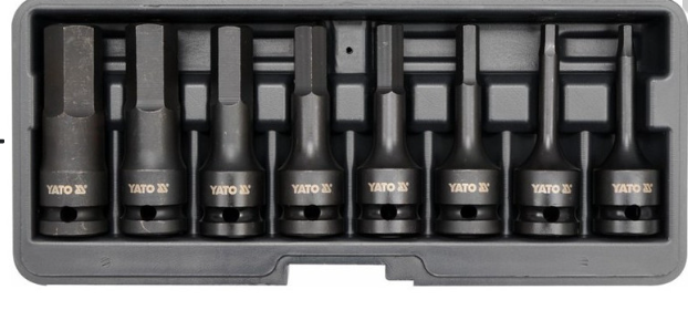 YATO Gépi hosszú bit dugókulcs készlet 8 részes Imbusz 1/2" 6-19 mm CrMo termék fő termékképe