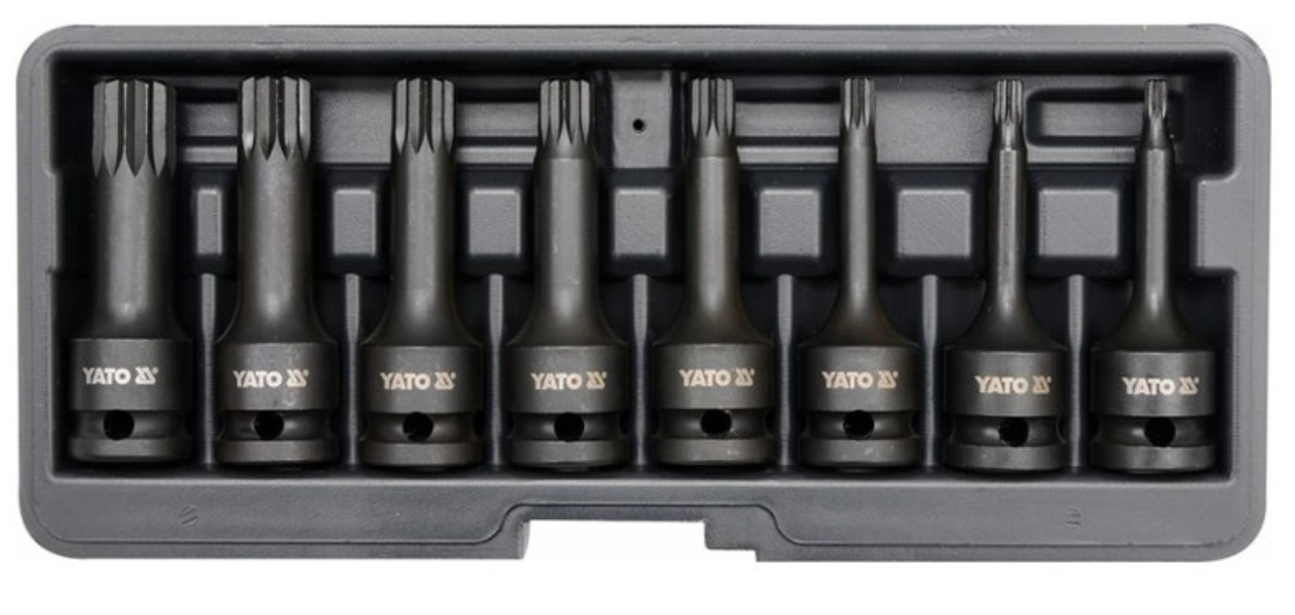YATO Gépi hosszú bit dugókulcs készlet 8 részes Spline 1/2" M5-M18 CrMo termék fő termékképe