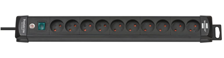 Brennenstuhl Elosztó Premium-Line 10x K típusú aljzat, Dánia - DK K típusú dugó Fekete 3m termék fő termékképe