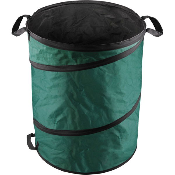 EXTOL Kerti levélgyűjtő/tároló zsák, henger alakú, acélrugós/önfelnyíló, 55×72cm, 170L, zöld, 3 fogantyú, PES (poliészter) termék fő termékképe