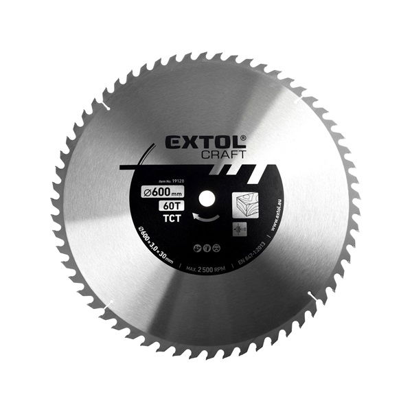 EXTOL Körfűrészlap, keményfémlapkás, 600×30mm(lyuk átm), T60; 3,8 mm lapkaszélesség, max. 2.500 ford/perc termék fő termékképe