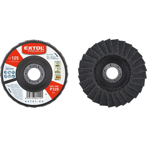 EXTOL Lamellás csiszoló INOX, acél és ALU munkadarabok csiszolására, 125×22mm; P320 (darabáras, de csak ötösével rendelhető) termék fő termékképe