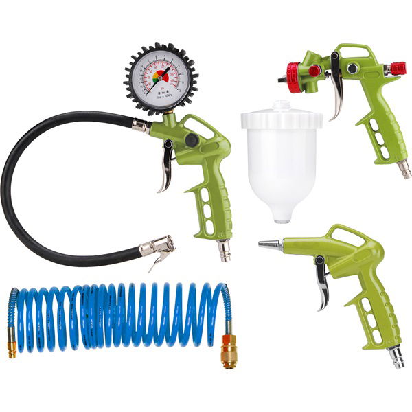 EXTOL Alap légkompresszor tartozék szett, 4db (lefuvató piszt. festékszóró, abroncsfúvó piszt.,spiráltömlő) 1/4" gyorscsatl. termék fő termékképe