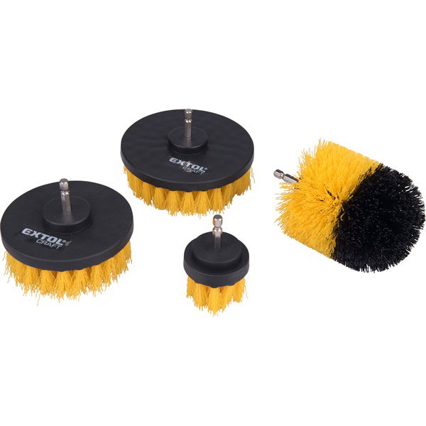 EXTOL Nylon csiszoló kefe készlet 4 db; 1/4"×25 mm csap, fúrógépbe fogható termék fő termékképe