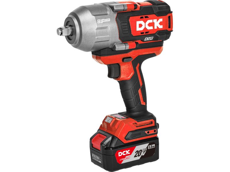 DCK Akkus ütvecsavarozó 1/2" 1218 Nm szénkefe nélküli 20V (2x5,0 Ah akku+töltő) termék fő termékképe
