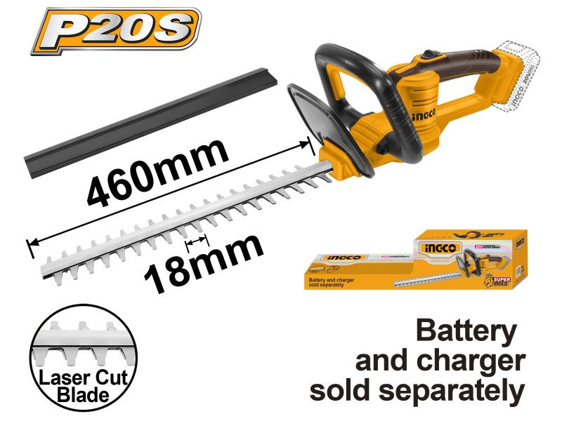 INGCO Akkus sövényvágó 460mm 20V (akku és töltő nélkül) termék fő termékképe