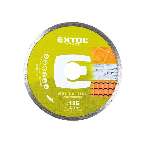 EXTOL Gyémántvágó csempevágáshoz (sima), vizes vágásra; 125×2,2×22,2mm, max.12.200 ford/perc termék fő termékképe