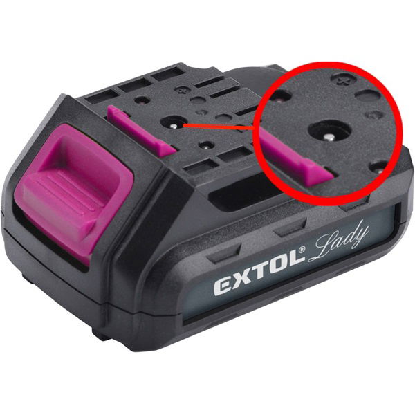 EXTOL Tartalék akku RÉGEBBI TÍPUSÚ 12V Li-ion, 402401 géphez és 402400A töltőhöz, 2 SARU+1 TÜSKE; 1300mAh, töltési idő: 4,5óra termék fő termékképe