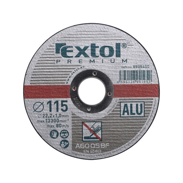 EXTOL Vágókorong alumíniumhoz, szürke; 115×1,0×22,2mm, max 13300 ford/perc termék fő termékképe
