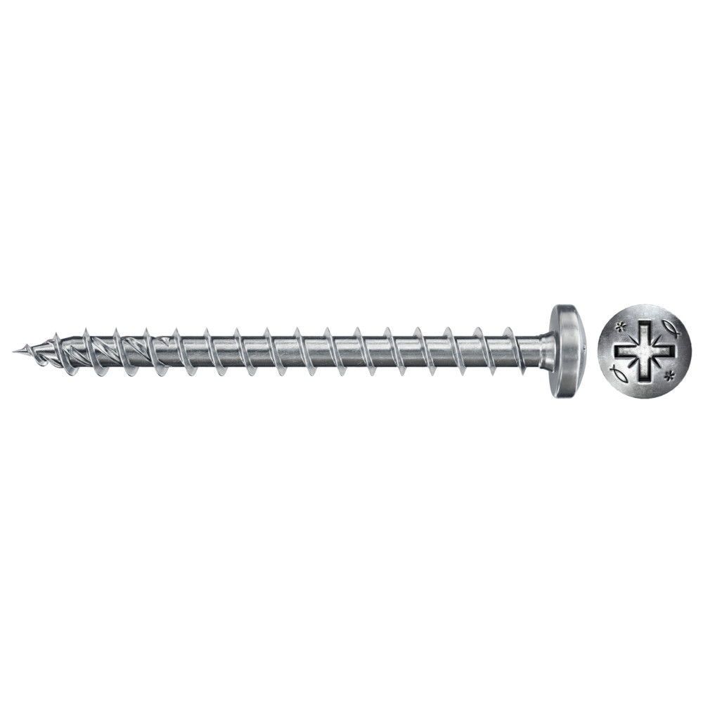 Fischer FPF II PZF 5.0 x 50 BC 100 lencsefejű, kékre horganyzott végigmenetes forgácslapcsavar, PZ behajtással, 100 db/csomag termék fő termékképe